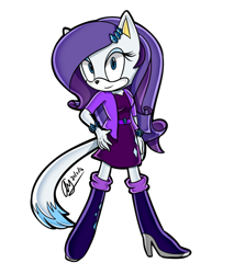 Size: 1024x1200 | Tagged: safe, artist:mysteryponyfan, rarity, anthro, cat, plantigrade anthro, catified, simple background, solo, sonic the hedgehog (series), sonicified, species swap, style emulation, transparent background, yuji uekawa style