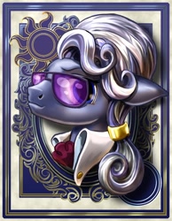 Size: 700x900 | Tagged: safe, artist:harwick, derpibooru import, hoity toity, earth pony, pony, bust, glasses, harwick's sun/moon portraits, male, portrait, solo, stallion, sunglasses