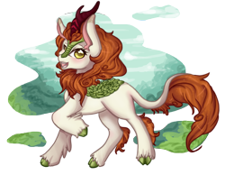 Size: 4065x3161 | Tagged: safe, artist:mscolorsplash, autumn blaze, kirin, sounds of silence, absurd resolution, cloven hooves, female, happy, open mouth, solo