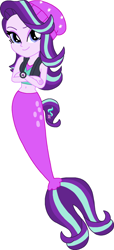 Size: 1042x2284 | Tagged: safe, artist:cruelladevil84, starlight glimmer, mermaid, equestria girls, belly button, clothes, hat, mermaid tail, mermaidized, midriff, species swap