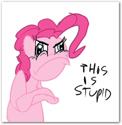 Size: 628x640 | Tagged: artist needed, safe, pinkie pie, earth pony, pony, angry, reaction image, solo, this is stupid