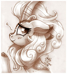 Size: 948x1050 | Tagged: safe, artist:joakaha, autumn blaze, kirin, sounds of silence, awwtumn blaze, cute, female, heart, sketch, solo