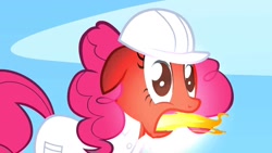 Size: 1280x720 | Tagged: safe, screencap, pinkie pie, earth pony, pony, female, fire, mare, pink coat, pink mane, red