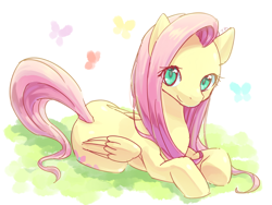 Size: 800x600 | Tagged: safe, artist:temecharo, fluttershy, pegasus, pony, female, mare, pink mane, solo, yellow coat