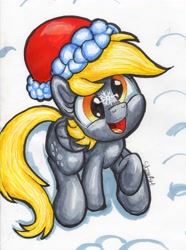 Size: 4034x5419 | Tagged: safe, artist:stewart501st, derpy hooves, pegasus, pony, absurd resolution, christmas, female, hat, holiday, mare, santa hat, solo