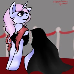 Size: 500x500 | Tagged: safe, artist:ask-the-flightless-hunter, derpibooru import, fleur-de-lis, 30 minute art challenge, clothes, dress, feather boa, solo