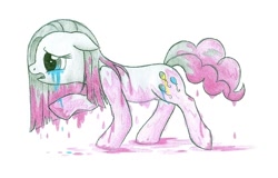 Size: 961x614 | Tagged: safe, artist:islamilenaria, pinkie pie, earth pony, pony, color loss, crying, pinkamena diane pie, sad, solo, traditional art