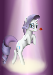 Size: 3508x4960 | Tagged: safe, artist:sstab29, rarity, pony, unicorn, flower, flower in mouth, mouth hold, rearing, rose, solo