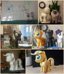 Size: 1591x1832 | Tagged: safe, artist:cozd, applejack, earth pony, pony, apple, filly, sculpture, solo