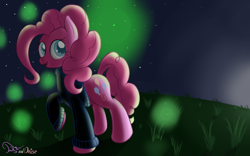 Size: 1440x900 | Tagged: safe, artist:twilightsquare, pinkie pie, earth pony, pony, clothes, night, solo, sweater