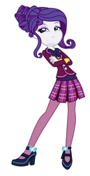 Size: 1800x3500 | Tagged: safe, artist:mixiepie, rarity, equestria girls, friendship games, alternate universe, clothes, crossed arms, crystal prep academy, crystal prep academy uniform, crystal prep shadowbolts, high heels, necktie, pleated skirt, school uniform, simple background, skirt, solo, transparent background