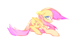 Size: 1002x571 | Tagged: safe, artist:shacklefunk, fluttershy, pegasus, pony, blushing, female, mare, simple background, solo, white background