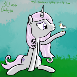 Size: 1000x1000 | Tagged: safe, artist:stoner-spike, derpibooru import, fleur-de-lis, bird, 30 minute art challenge, sitting, solo