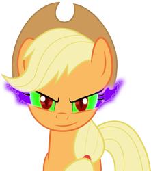 Size: 1013x1147 | Tagged: safe, artist:xelborrex, applejack, earth pony, pony, corrupted, dark magic, looking at you, magic, possessed, simple background, solo, sombra eyes, transparent background, vector