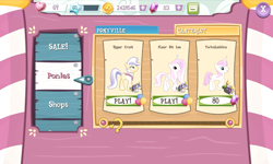 Size: 800x480 | Tagged: safe, derpibooru import, fleur-de-lis, twinkleshine, upper crust, alicorn, pony, fleur-de-corne, gameloft