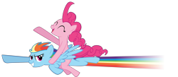 Size: 13530x5881 | Tagged: safe, artist:mrkat7214, derpibooru import, pinkie pie, rainbow dash, earth pony, pegasus, pony, absurd resolution, ponies riding ponies, rainbow trail, vector