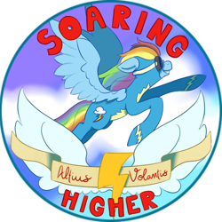 Size: 750x750 | Tagged: safe, artist:cckittycreative, derpibooru import, rainbow dash, pegasus, pony, badge, clothes, female, flying, mare, simple background, smiling, solo, transparent background, uniform, wonderbolts uniform