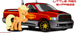 Size: 1200x517 | Tagged: safe, artist:jonpablo45, artist:kamyk962, applejack, earth pony, pony, car, dodge (car), dodge ram, solo, truck