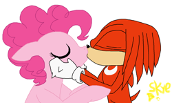 Size: 1024x609 | Tagged: safe, artist:weaselbear, pinkie pie, pony, crack shipping, crossover, crossover shipping, deviantart in action, knuckles the echidna, pinkieknux, shipping, sonic the hedgehog (series)