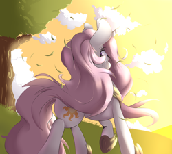 Size: 1600x1440 | Tagged: safe, alternate version, artist:sourspot, princess celestia, alicorn, pony, cloud, female, mare, solo, tree, walk