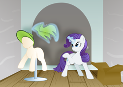 Size: 1240x877 | Tagged: safe, artist:alixnight, rarity, pony, unicorn, the saddle row review, box, clothes, mannequin, pony mannequin, vector