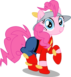 Size: 598x650 | Tagged: safe, artist:seahawk270, fili-second, pinkie pie, earth pony, pony, dc comics, golden age, jay garrick, parody, simple background, solo, the flash, transparent background, vector