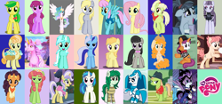 Size: 900x420 | Tagged: safe, apple fritter, berry punch, berryshine, derpy hooves, dj pon-3, fluttershy, granny smith, hacksaw mccolt, inky rose, junebug, lyra heartstrings, minuette, noi, octavia melody, pear butter, princess celestia, quiet gestures, raspberry vinaigrette, saffron masala, tree hugger, upper crust, vinyl scratch, wallflower blush, yuma spurs, zapp, alicorn, earth pony, pegasus, pony, unicorn, alphabet, apple family member, electric blue, jenny wakeman, kyara, mccolt family, mia and me, my life as a teenage robot, ponified, power ponies, tile