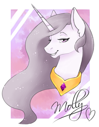 Size: 1433x1839 | Tagged: safe, artist:dunnowhattowrite, princess celestia, alicorn, pony, bust, doodle, female, portrait, princess molestia, solo