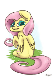 Size: 837x1200 | Tagged: safe, artist:erysz, fluttershy, pegasus, pony, female, mare, pink mane, solo, yellow coat