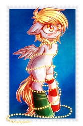 Size: 1431x2160 | Tagged: safe, artist:chaosangeldesu, derpy hooves, pony, christmas, christmas lights, clothes, holiday, socks, solo, striped socks