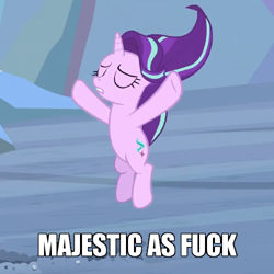 Size: 500x500 | Tagged: safe, edit, edited screencap, screencap, starlight glimmer, pony, unicorn, the ending of the end, beautiful, cropped, floating, majestic as fuck, solo, vulgar