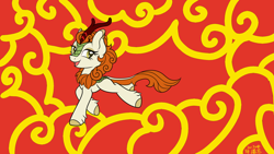 Size: 1920x1080 | Tagged: safe, artist:dimwelkin, autumn blaze, kirin, female, horn, simple background, solo