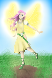 Size: 1024x1536 | Tagged: safe, artist:drjhordan, fluttershy, human, humanized, solo, winged humanization