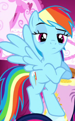 Size: 309x499 | Tagged: safe, derpibooru import, screencap, rainbow dash, pegasus, pony, do princesses dream of magic sheep, bags under eyes, cropped, crossed arms, female, flying, solo, tired