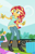 Size: 314x496 | Tagged: safe, screencap, pinkie pie, sunset shimmer, dance magic, equestria girls, spoiler:eqg specials, apple cider, blouse, boots, clothes, cropped, denim, drink, female, high heel boots, jeans, offscreen character, pants, shoes, skirt, smiling, summerbetes