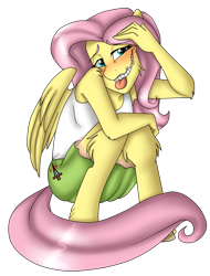 Size: 1361x1793 | Tagged: safe, artist:namygaga, fluttershy, anthro, unguligrade anthro, .mov, equestria girls outfit, fluttershed, pony.mov, scene interpretation, shed.mov, solo