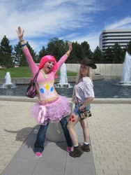 Size: 720x960 | Tagged: safe, artist:cailinmariecosplay, applejack, pinkie pie, human, cosplay, irl, irl human, photo