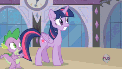 Size: 640x360 | Tagged: artist needed, safe, artist:superedit, derpibooru import, edit, pinkie pie, spike, twilight sparkle, twilight sparkle (alicorn), alicorn, dragon, earth pony, pony, princess twilight sparkle (episode), animated, blush sticker, blushing, cute, diapinkes, eyes closed, female, glomp, gritted teeth, hub logo, hug, kiss edit, kissing, lesbian, mare, observer, pounce, scene parody, shipping, smiling, surprise kiss, twinkie, wide eyes
