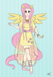 Size: 600x873 | Tagged: safe, artist:lovelykouga, fluttershy, eared humanization, humanized, solo, tailed humanization, winged humanization