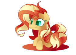 Size: 1400x1000 | Tagged: safe, artist:andromedasparkz, sunset shimmer, pony, unicorn, female, mare, prone, simple background, solo, transparent background