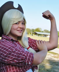 Size: 1633x1997 | Tagged: safe, artist:konchiroichi, applejack, human, cosplay, irl, irl human, photo, solo