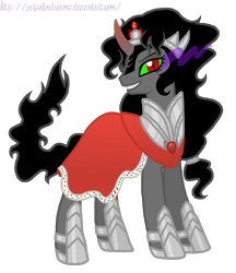 Size: 1253x1447 | Tagged: safe, artist:jaquelindreamz, derpibooru import, king sombra, queen umbra, pony, unicorn, spoiler:s03, female, rule 63