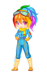 Size: 800x1223 | Tagged: safe, artist:nukababe, derpibooru import, rainbow dash, human, chibi, clothes, humanized, looking at you, scarf, simple background, solo, transparent background