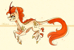 Size: 2735x1873 | Tagged: safe, artist:marbola, autumn blaze, kirin, female, smiling, solo, unshorn fetlocks