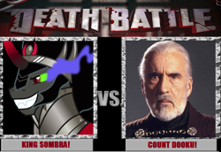 Size: 897x617 | Tagged: safe, derpibooru import, king sombra, pony, unicorn, spoiler:s03, christopher lee, commentary, count dooku, death battle, meta, star wars