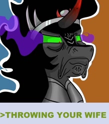 Size: 514x586 | Tagged: safe, derpibooru import, king sombra, pony, unicorn, the crystal empire, epic wife tossing, greentext, meme, text