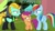 Size: 320x180 | Tagged: safe, derpibooru import, screencap, lightning dust, rainbow dash, scootaloo, pegasus, pony, the washouts (episode), angry, awkward smile, female, filly, glare, grin, mare, nervous, nervous grin, rivalry, smiling, the washouts, trio
