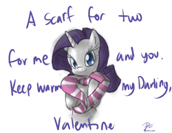 Size: 3300x2550 | Tagged: safe, artist:leadhooves, rarity, pony, unicorn, clothes, female, looking at you, mare, scarf, solo, valentine, valentine's day