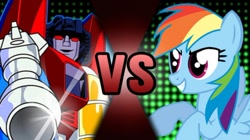 Size: 550x309 | Tagged: safe, derpibooru import, rainbow dash, pegasus, pony, clash of hasbro's titans, cute, dashabetes, death battle, exploitable meme, feminism, meme, screwattack.com, starscream, starscream vs rainbow dash, thumbnail