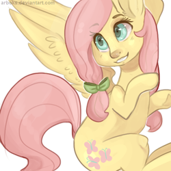 Size: 500x500 | Tagged: safe, artist:arboks, fluttershy, pegasus, pony, alternate hairstyle, pigtails, weird nose